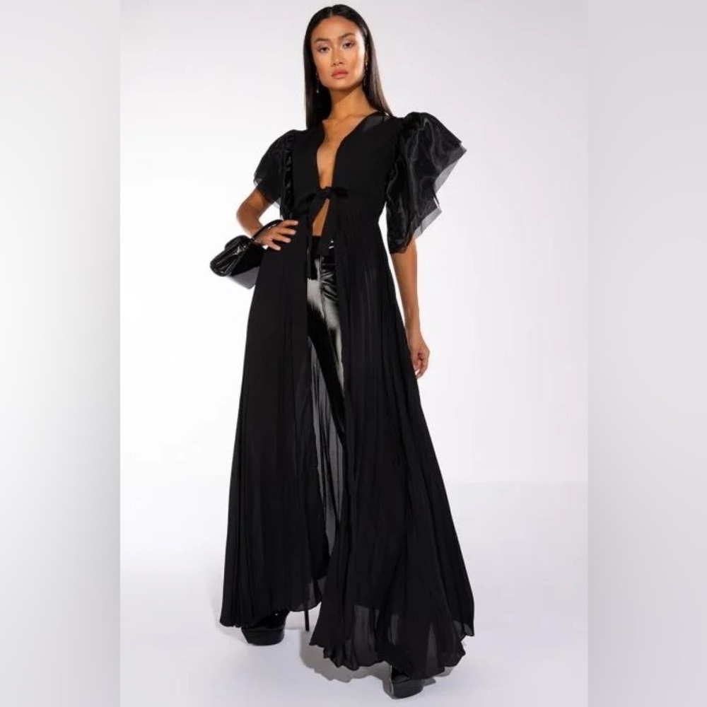 Pleated chiffon fashion duster
